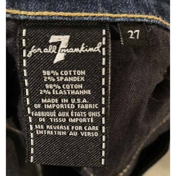 7 for All Mankind High Rise The Ankle Skinny Jeans Womens 27x27 Raw Hem - Picture 6 of 6